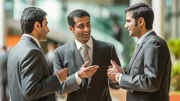 Business networking at event